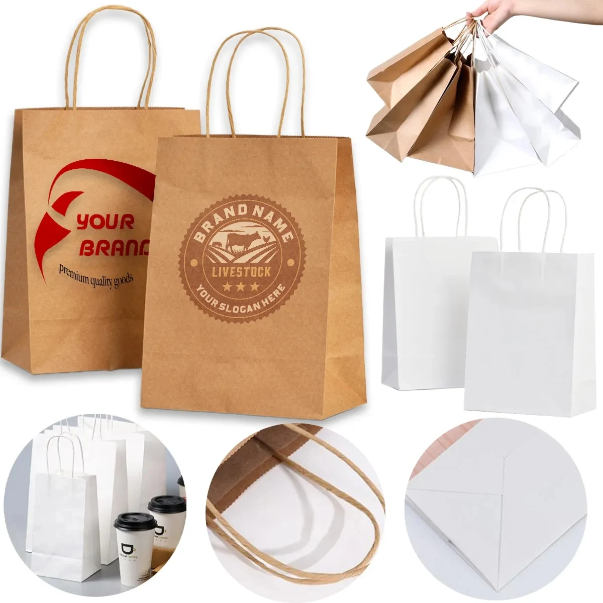Custom Paper Gift Wrap Bags Kraft Shopping Bags with Handles 1