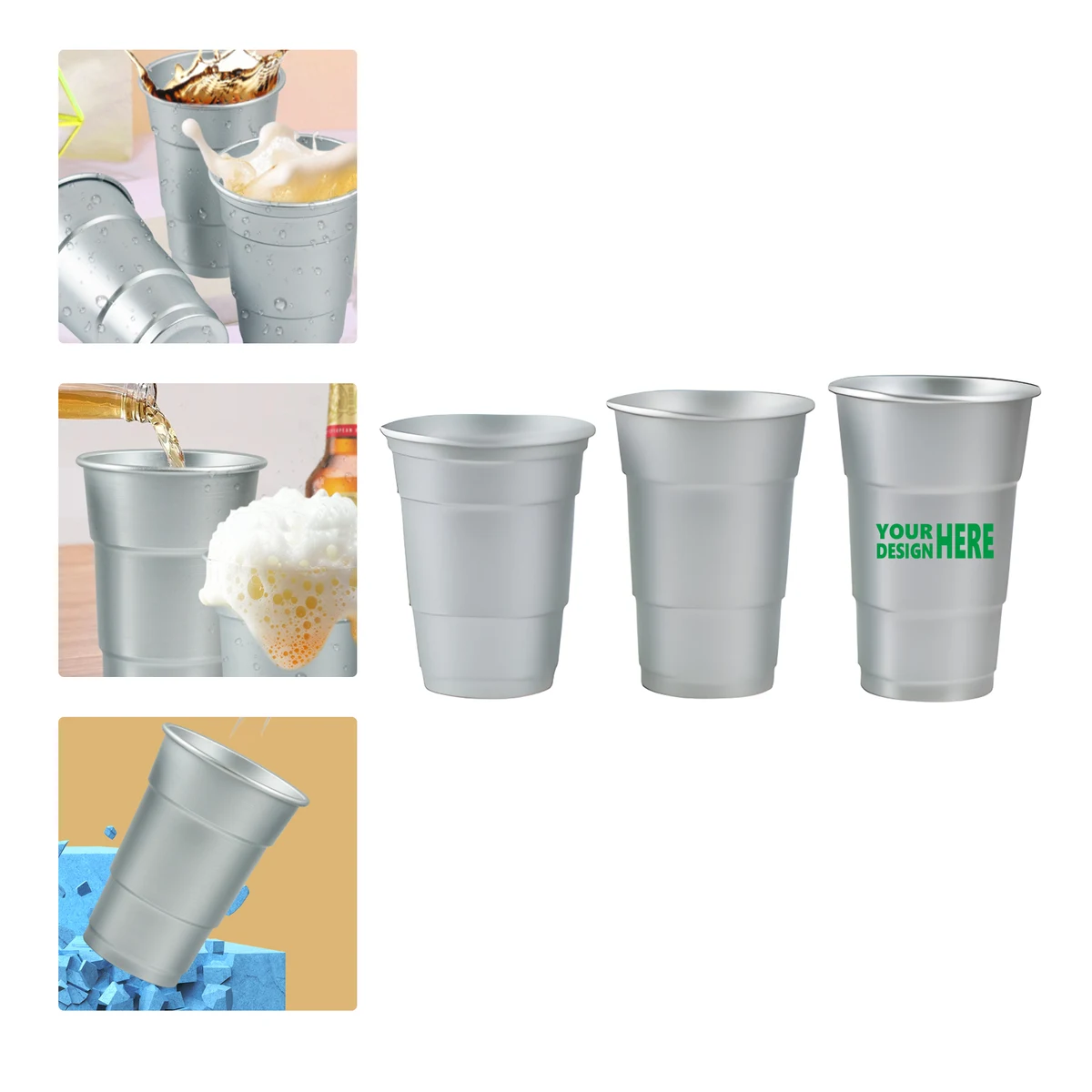 MOQ 100 Aluminum Disposable Drink Cup Recyclable Beer Cup Summer 1