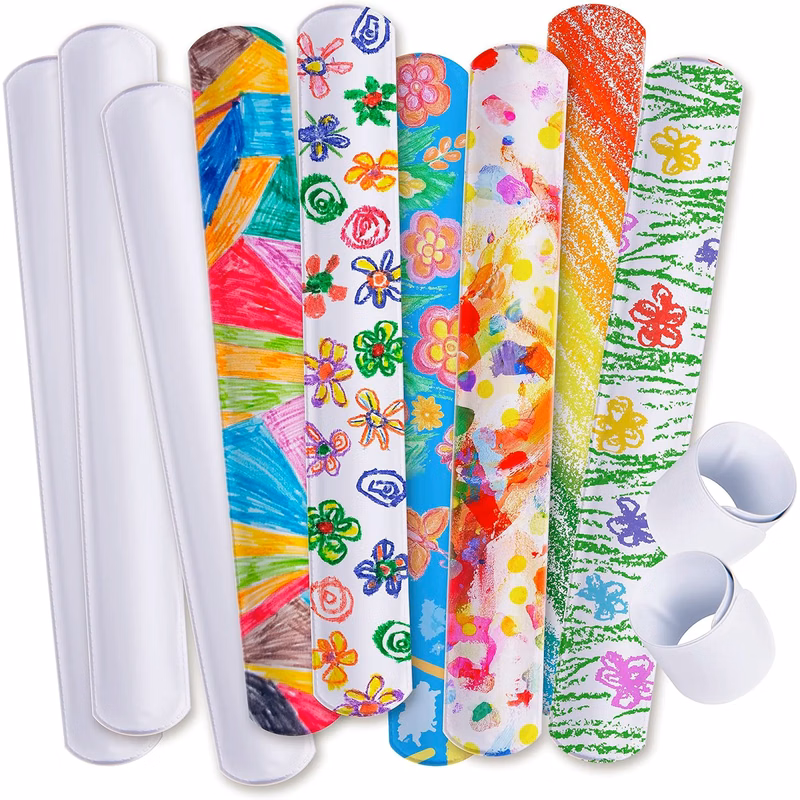 Kids DIY Striped Clap Bracelet Wristbands Blank Cutom