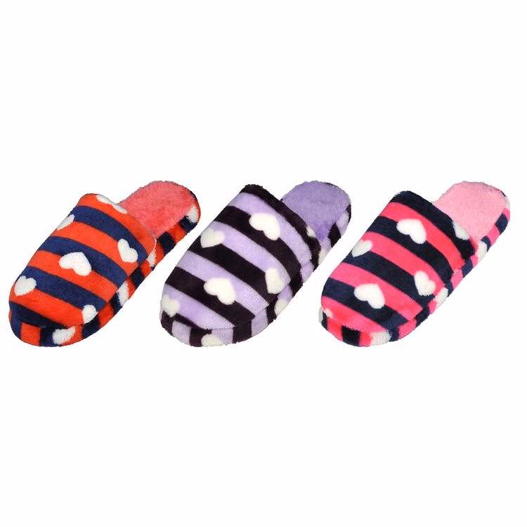 Women's Striped Slippers - Heart Print S-XL