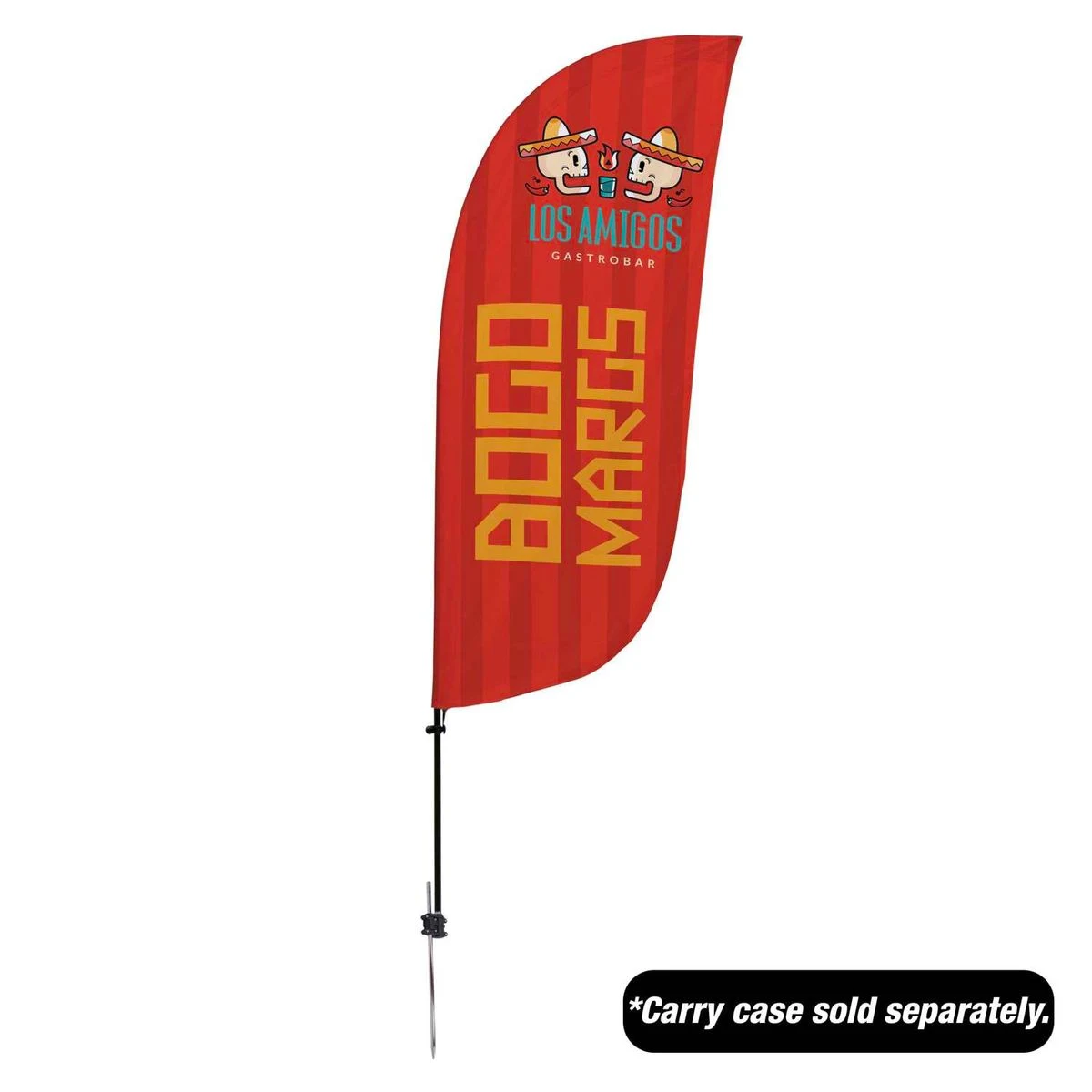7.5' Value Feather Sail Sign Kit Single-Sided with Spike Base 1