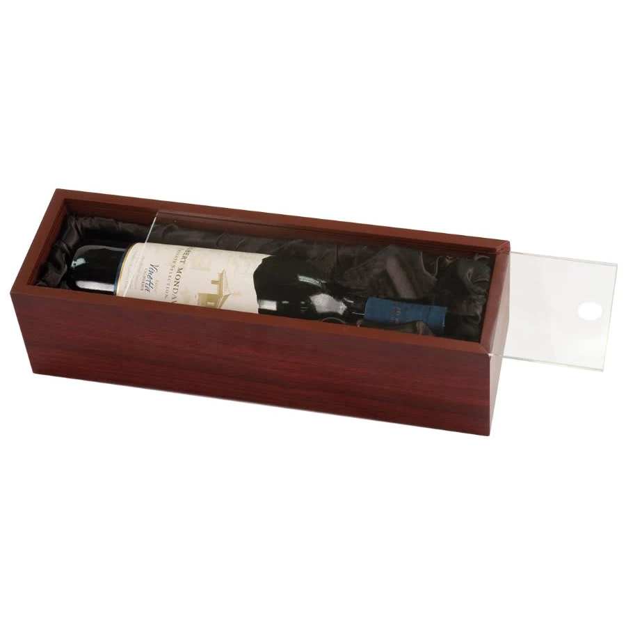 Rosewood Finish Wine Box with Clear Acrylic Lid 1