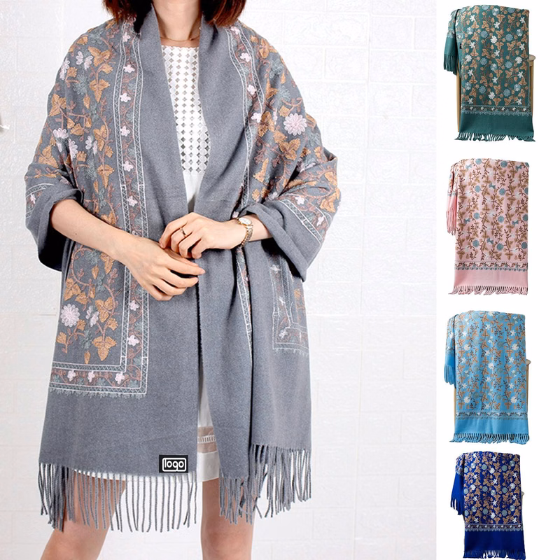Womens Polyester Winter Tassel Wrap Shawl