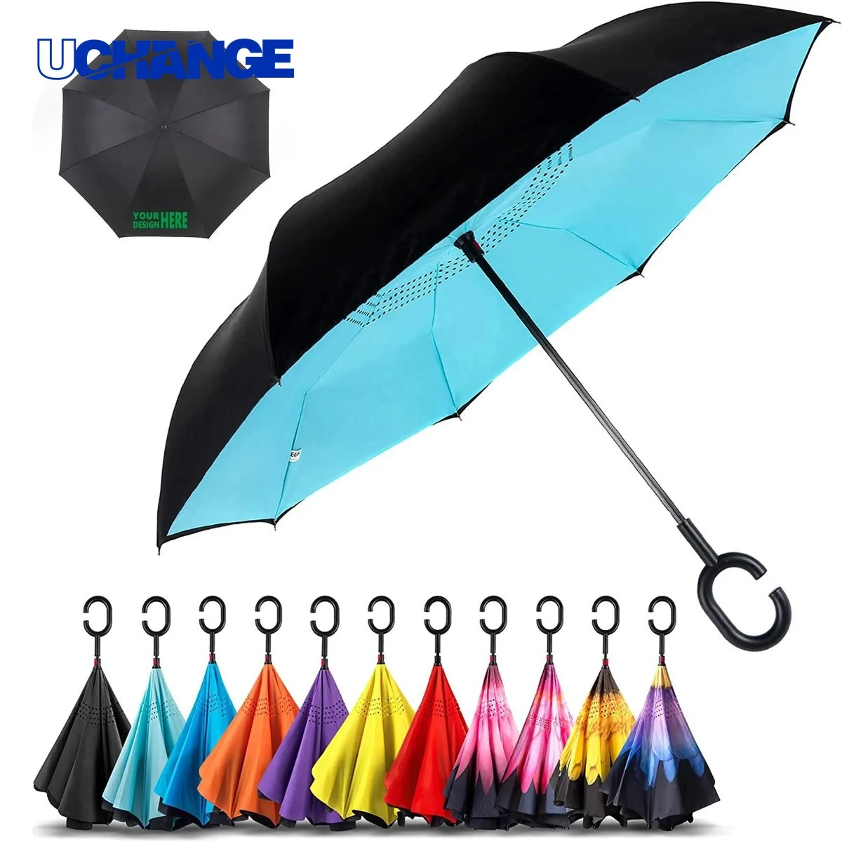 Inverted Reverse Umbrella for Weather Protection 1