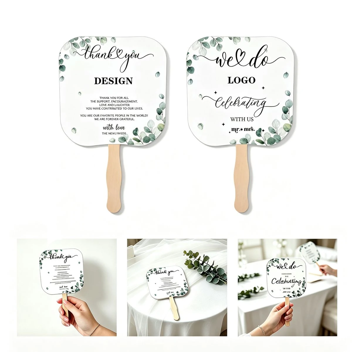 Personalized Wooden Handle Advertising Fans 1