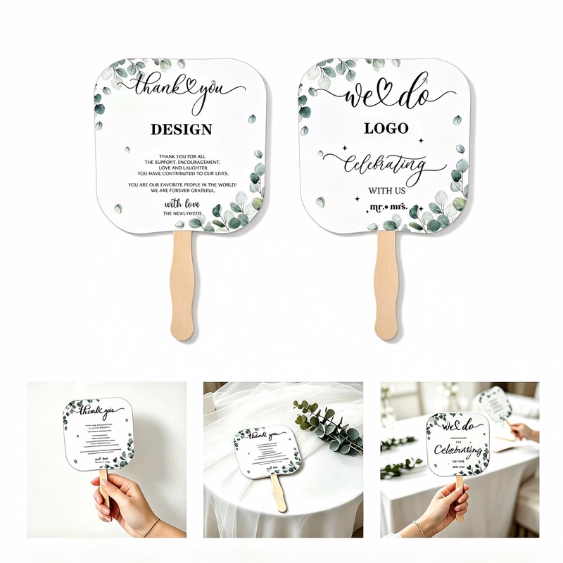 Personalized Wooden Handle Advertising Fans