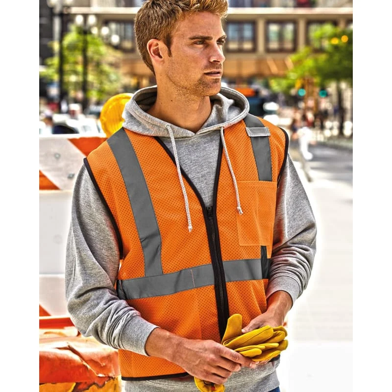 Kishigo Unisex Single Pocket Zipper Mesh Class 2 Vest - 1519-1520 1
