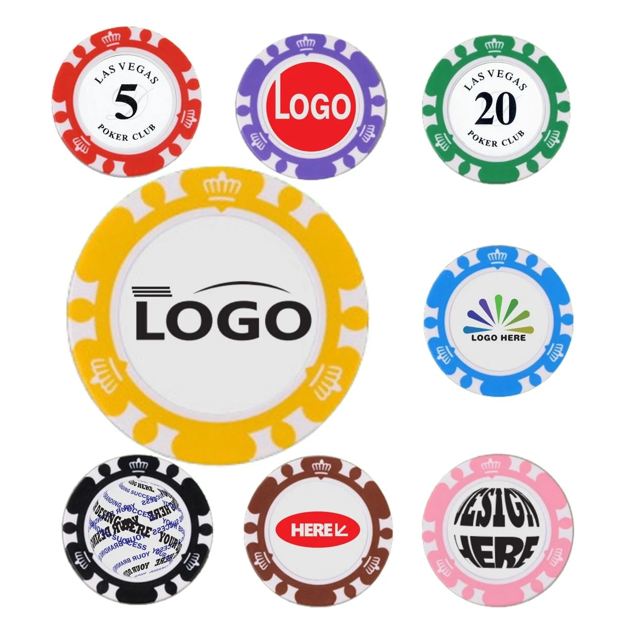 Custom Logo Clay Texture Plastic Poker Chips Casino Game Set 1