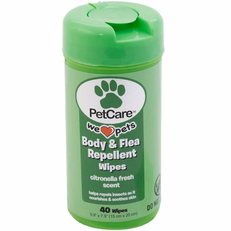 Flea Repellent Pet Wipes - Natural Citronella 40 count