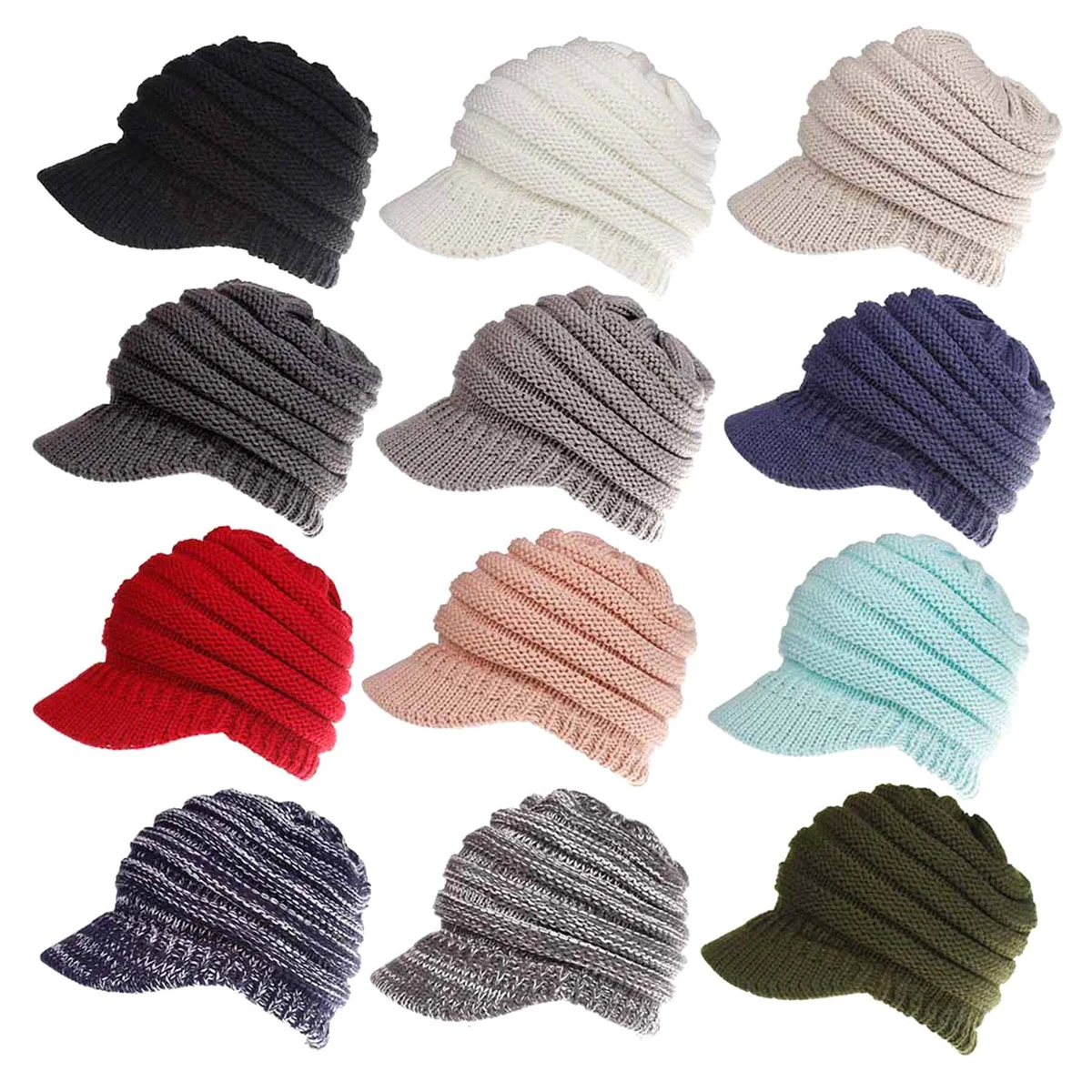 Winter Knitted Ponytail Beanie Hat 1