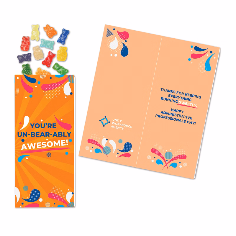 Full-Color Custom Sweeter Cards with Albanese Sweet and Sour Gummi Bears
