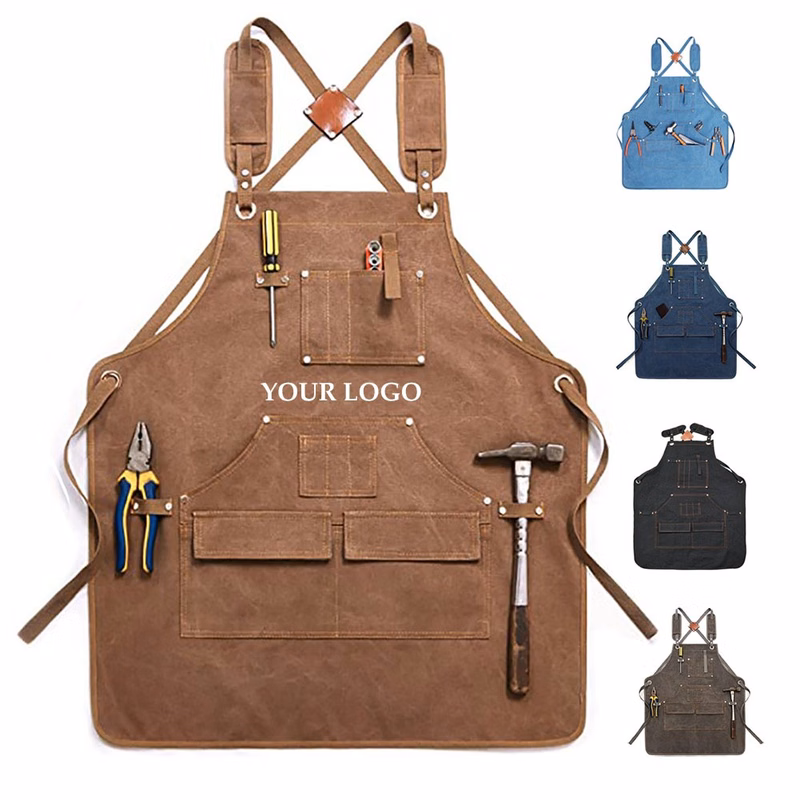 Waxed Canvas Tool Apron With Pockets