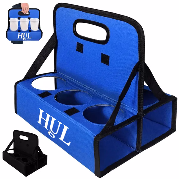 Foldable Portable 6-Slot Polyester Drink Holder