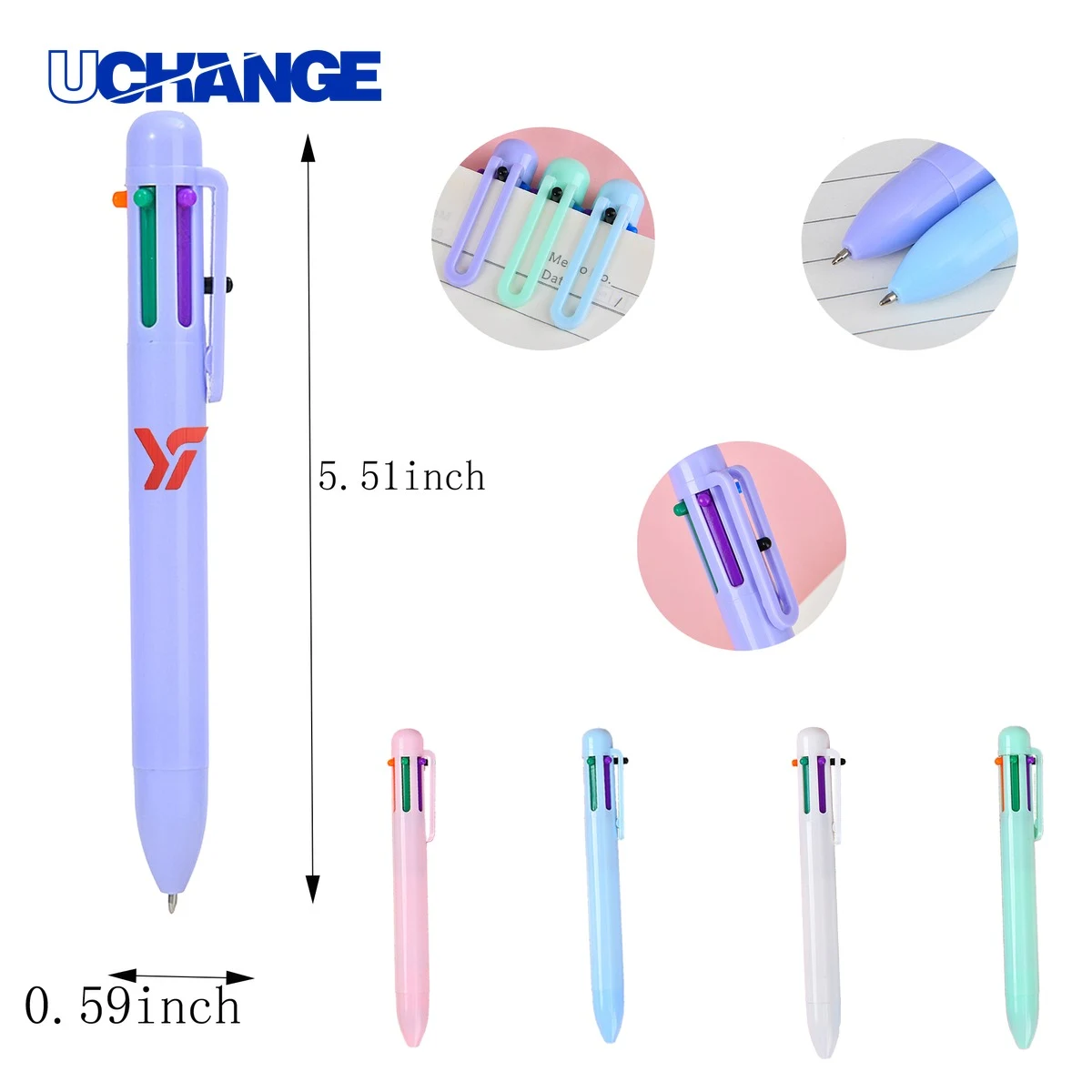 Pocket 6 Color Retractable Pen for Notes, custom pen with logo imprint 1