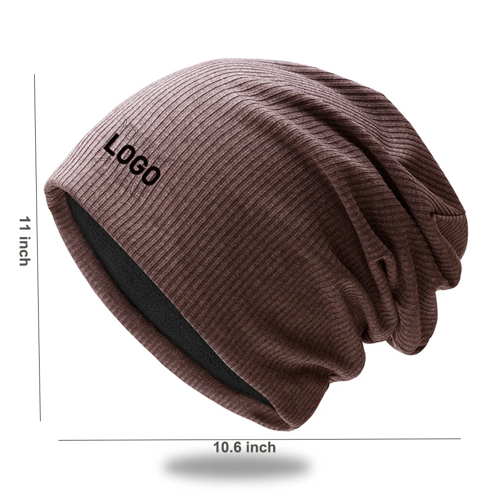 Windproof solid color fleece knitted hat 1