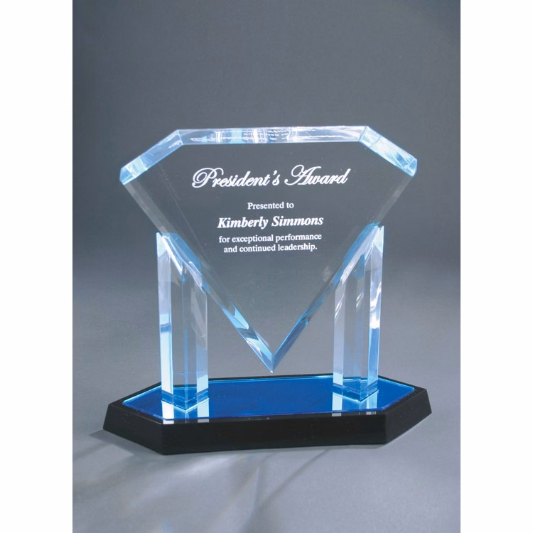 10-3/4" Blue Acrylic Floating Diamond Award