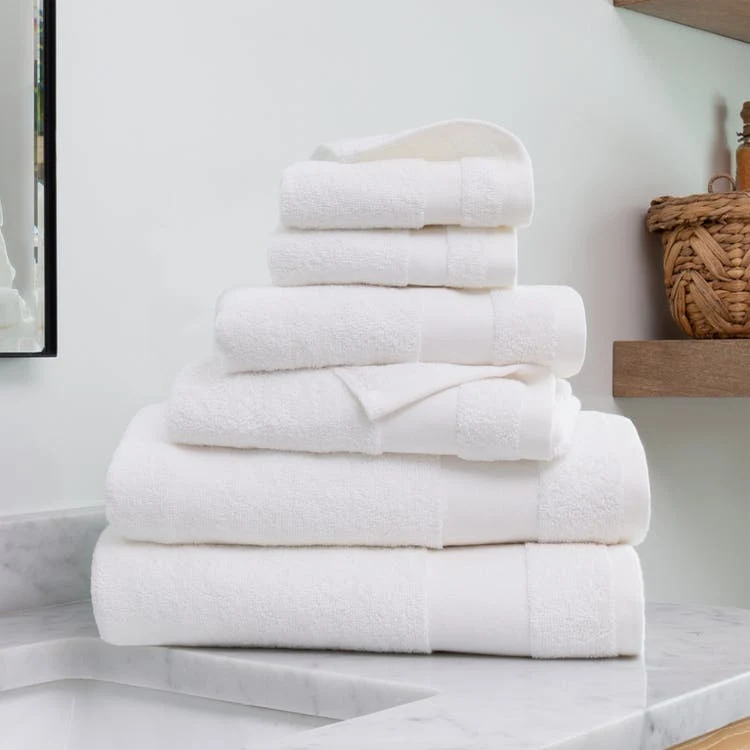 Bath Towel Sets - White 6 Piece 100% Cotton Ultra Soft 1