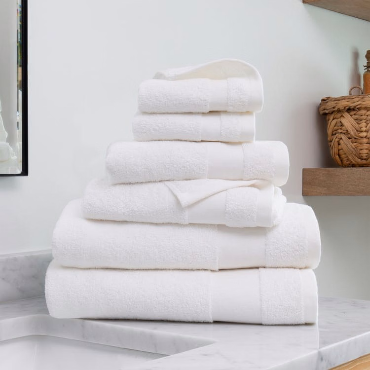 Bath Towel Sets - White 6 Piece 100% Cotton Ultra Soft