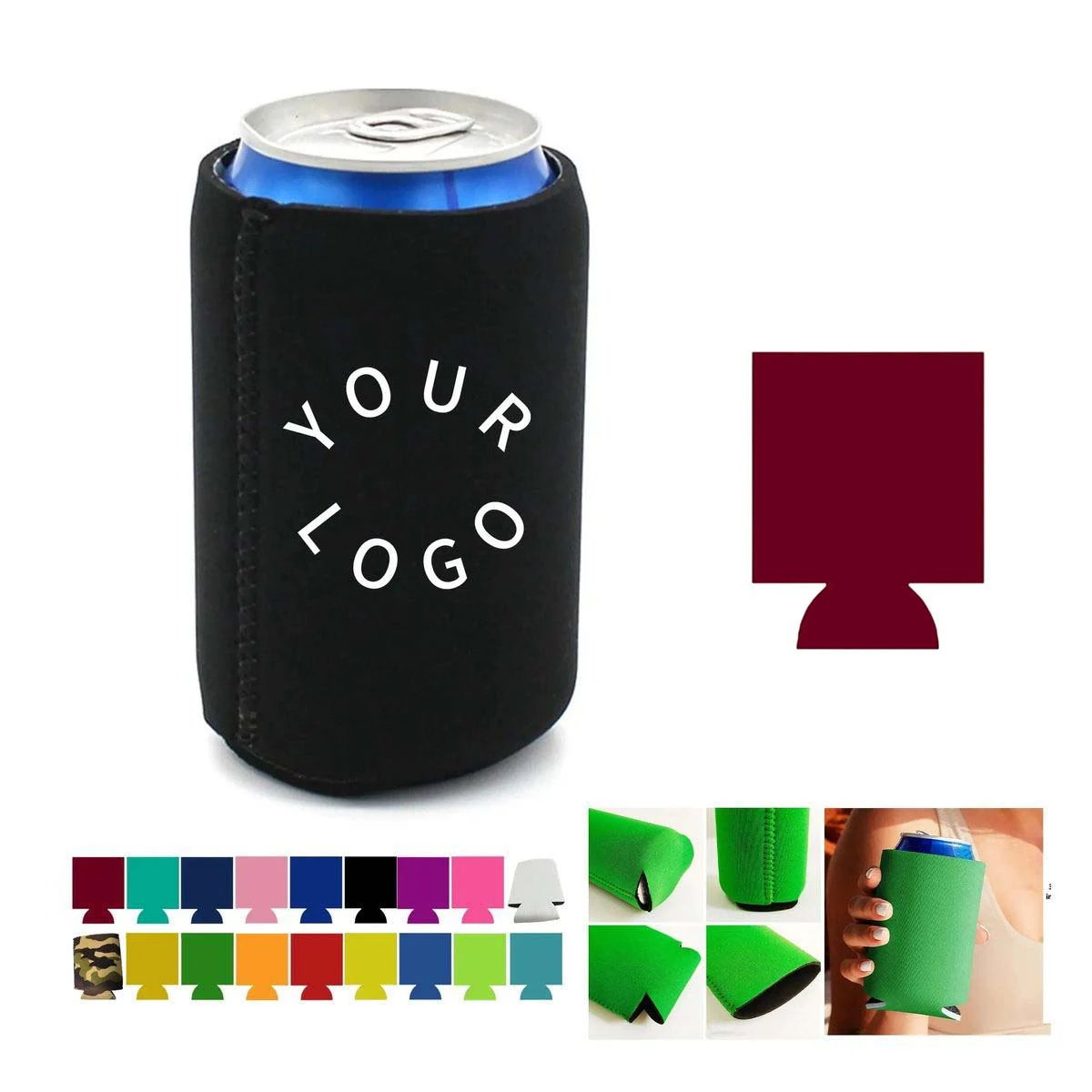 Collapsible Neoprene Drink Cooler Sleeve, custom koozie with logo imprint 1