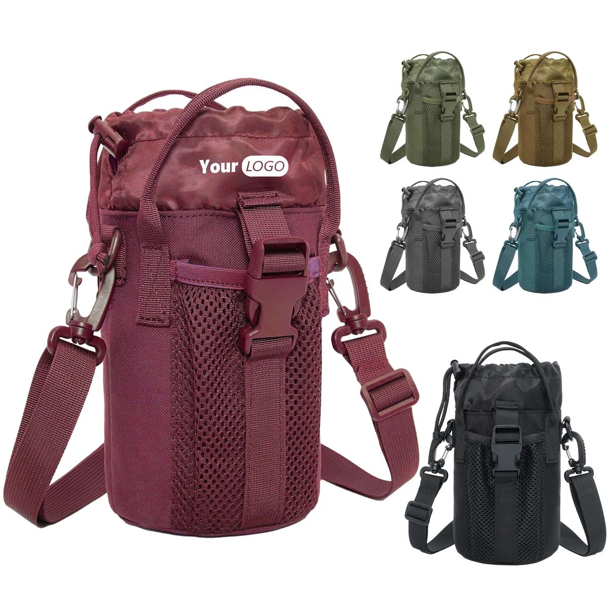 Nylon Custom Crossbody Water Bottle Bag 1