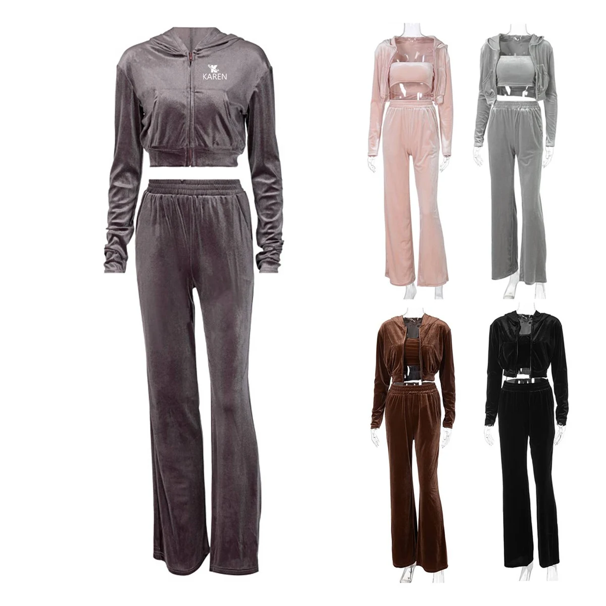 Women's Long Sleeve Hooded suit set 1