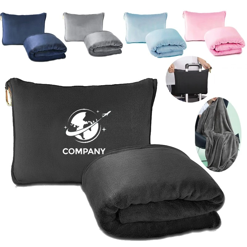 Packable Multifunctional 2-in-1 Travel Airplane Flannel Blanket 1