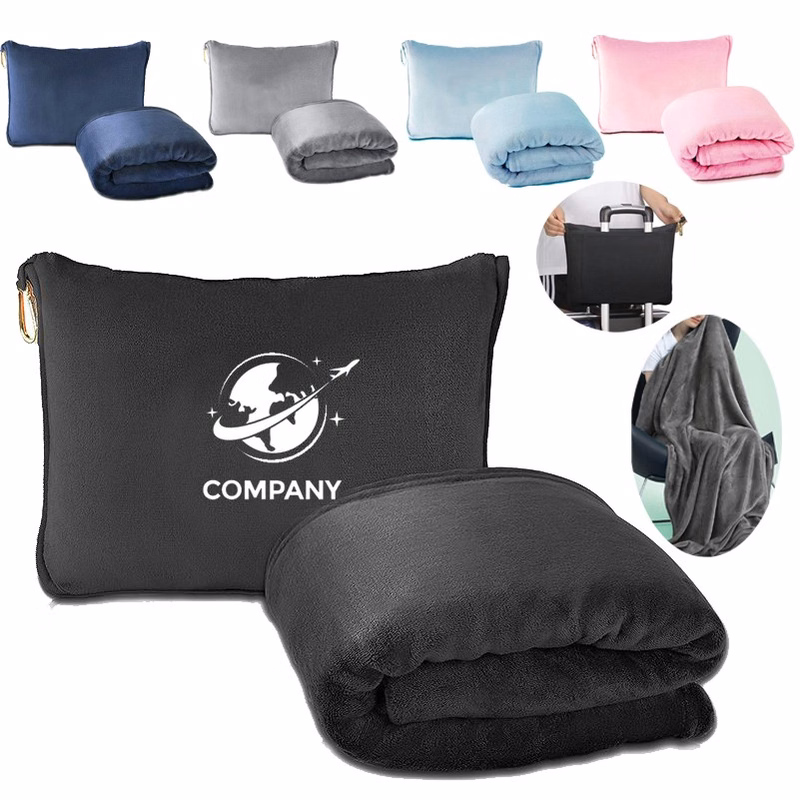 Packable Multifunctional 2-in-1 Travel Airplane Flannel Blanket