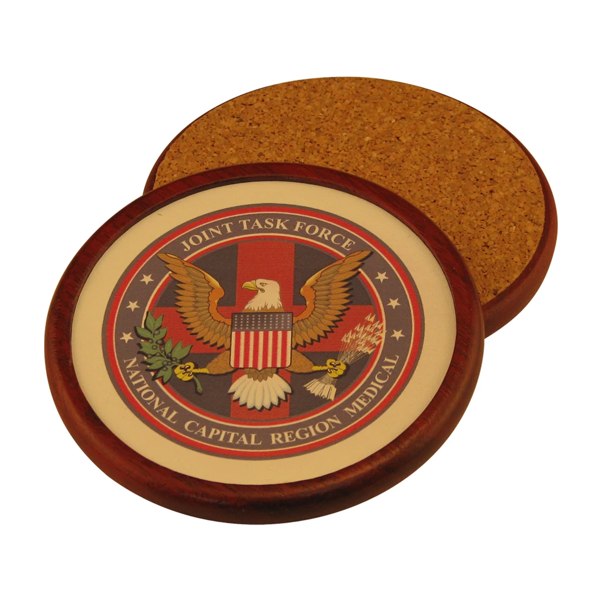 Round Wood Coaster with Leather Inlay 1
