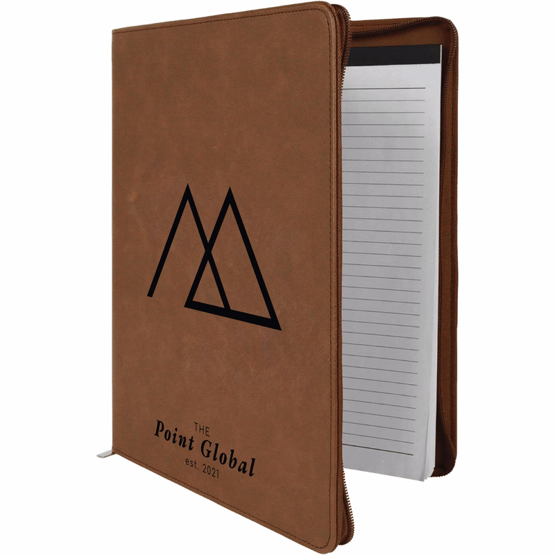 9" x 12" Leatherette Dark Brown Portfolio with Zipper