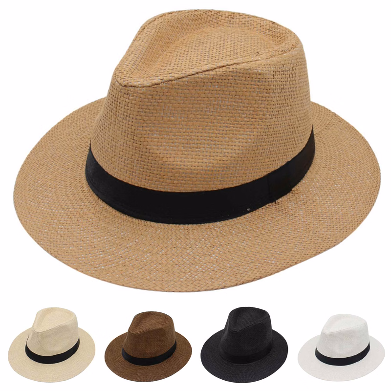 Straw Panama Hat Fedora Summer Beach Sun Hat