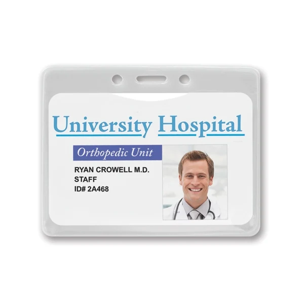 4.29" W x 3.89" H - Horizontal PureClear Vinyl Badge Holder (Blank) 1