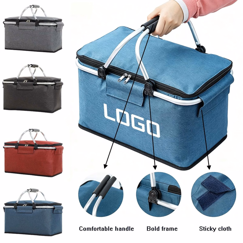 Collapsible Picnic Cooler Basket with Bold Aluminum Frame