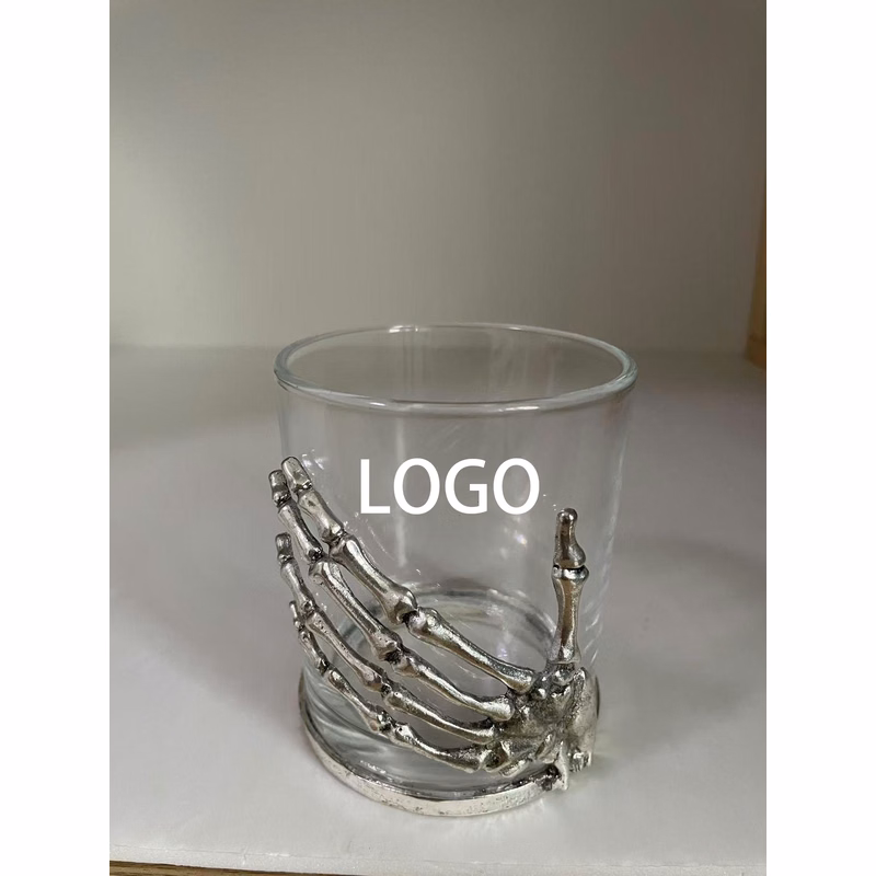 Silver Skull Hand Candle Holder