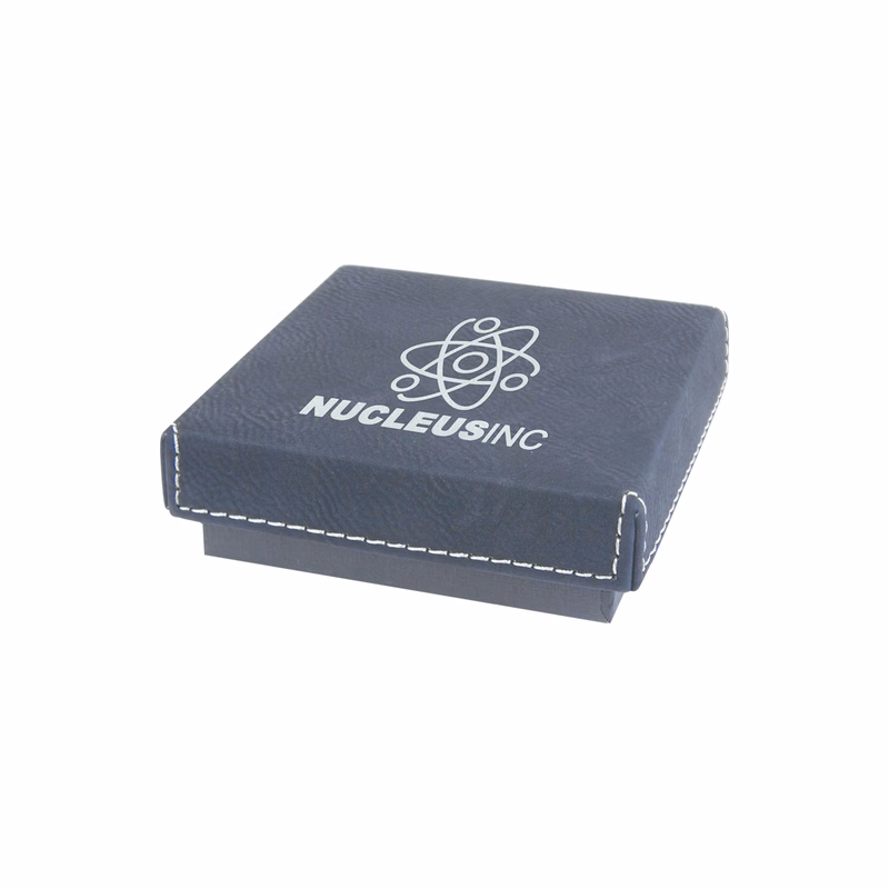 3 1/2" x 3 1/2" Black/Silver Leatherette Medal Box