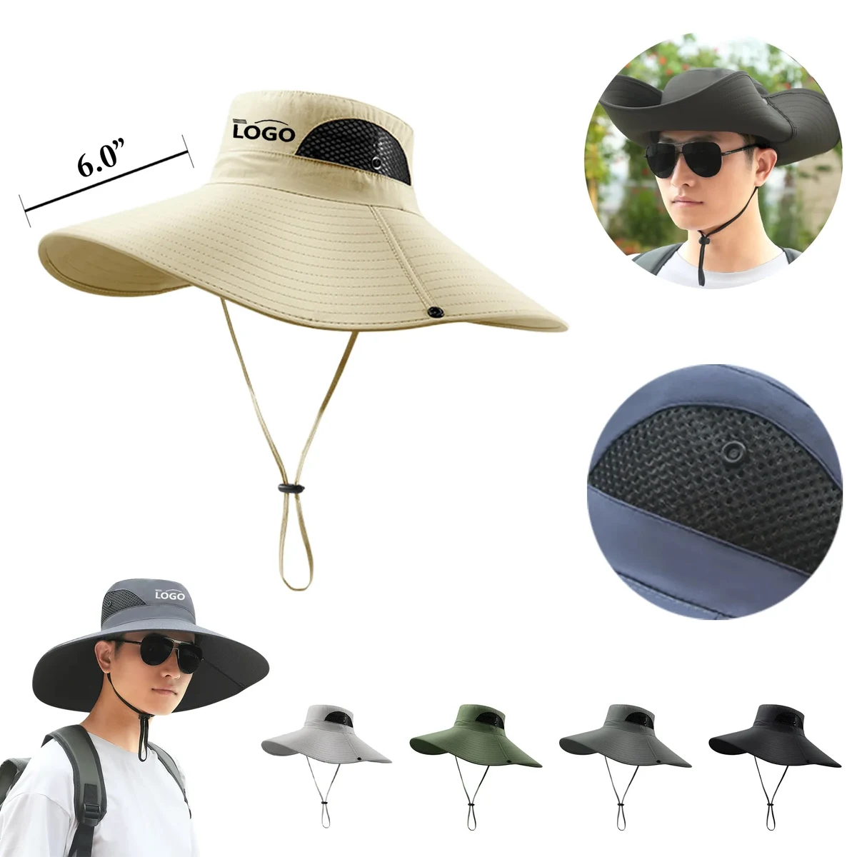 MOQ30 6 Inch Wide Brim Fishing Bucket Hat 1