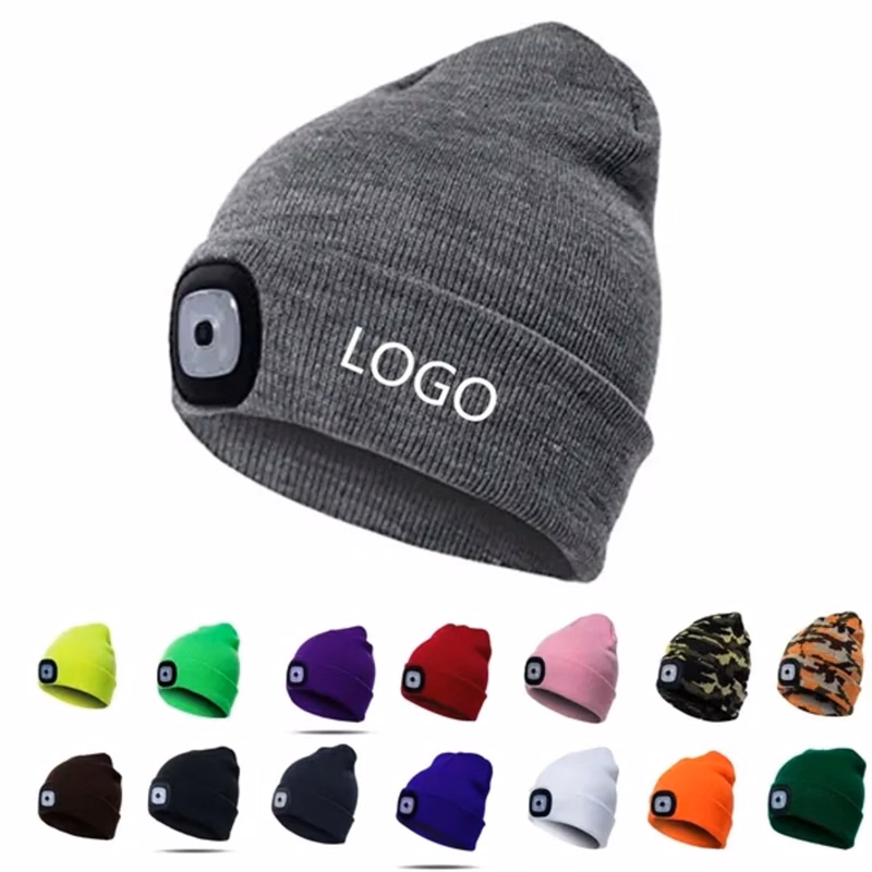 USB Rechargeable LED Knit Beanie Hat