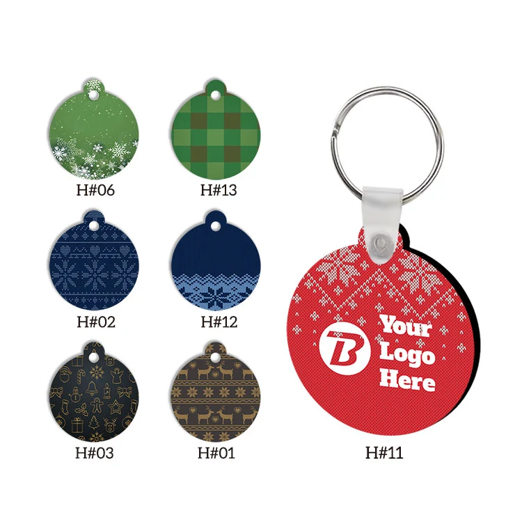 Free Shipping Full Color Christmas Design Key Chain - Round 1