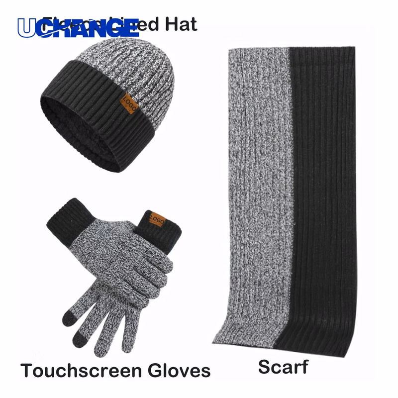 Jacquard Touchscreen Gloves Beanie Set