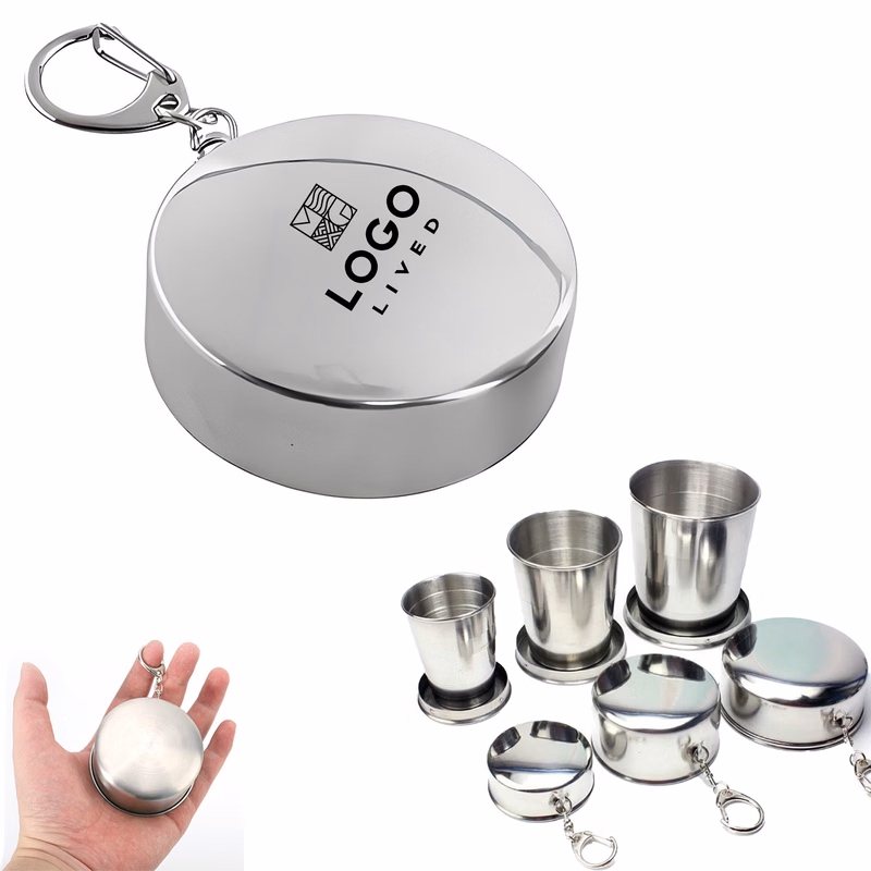 Stainless Steel Telescopic Folding Camping Cup with Keychain
