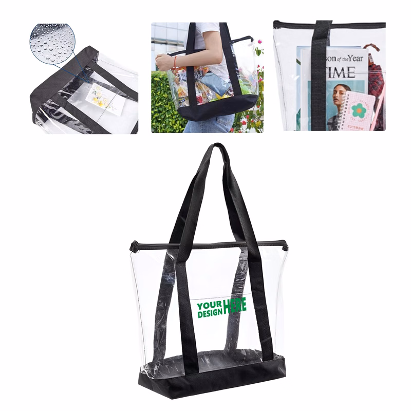 MOQ 50 Clear PVC Tote Bag Spacious Travel and Beach Bag
