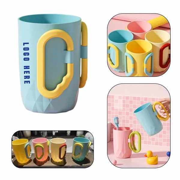 Custom 17 oz Foldable Handle Mouthwash Cup — Travel Friendly Dorm & Personal Care Promo