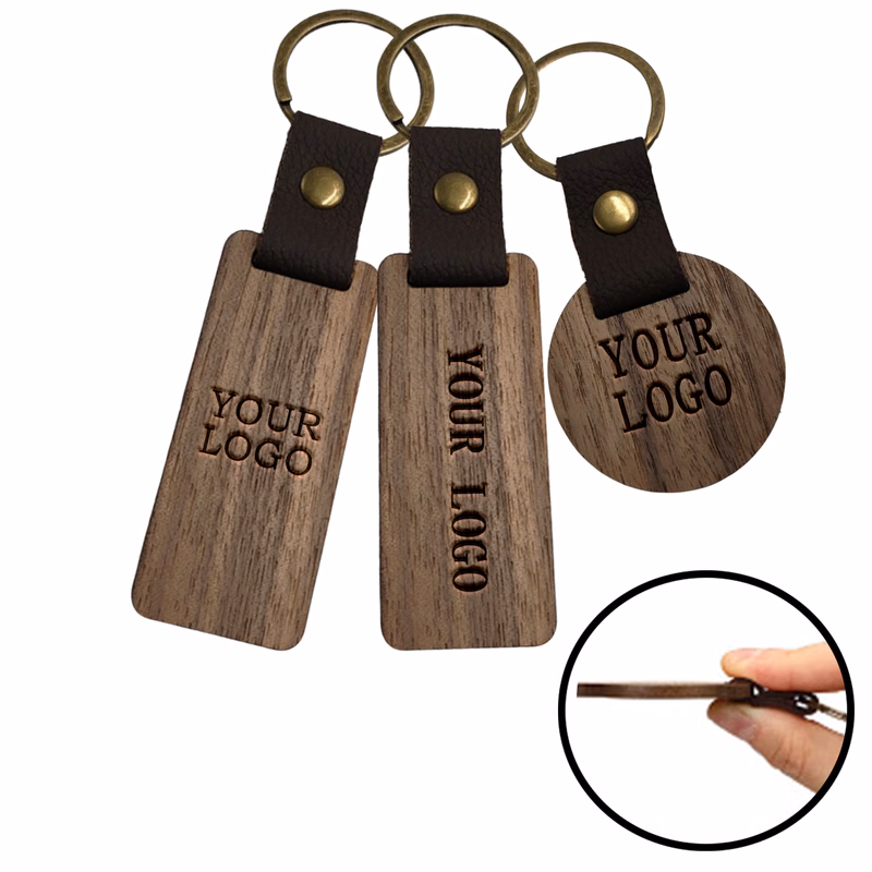 MOQ 20 PCS Engraved Hardwood Keychains