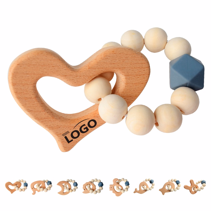 Gray Octagonal Bead Baby Teething Bracelet