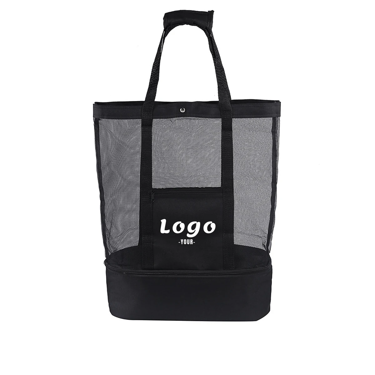 Canvas Beach Mesh Picnic Tote Bag, custom tote bag with logo imprint 1