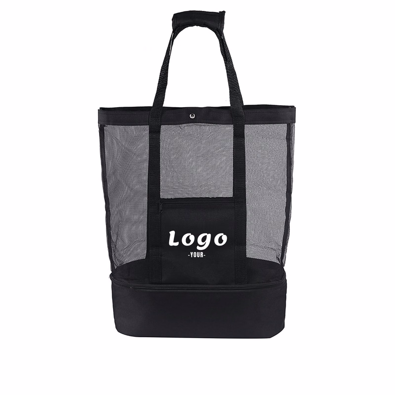 Canvas Beach Mesh Picnic Tote Bag