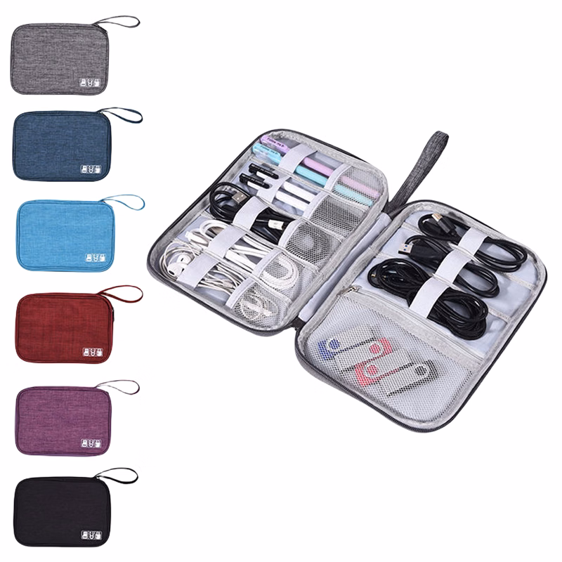 Portable Cable Storage Pouch with Compartments