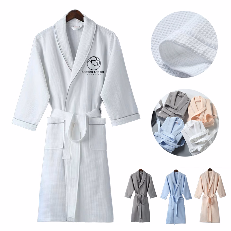 100% Cotton Waffle Weave Lightweight Bathrobe
