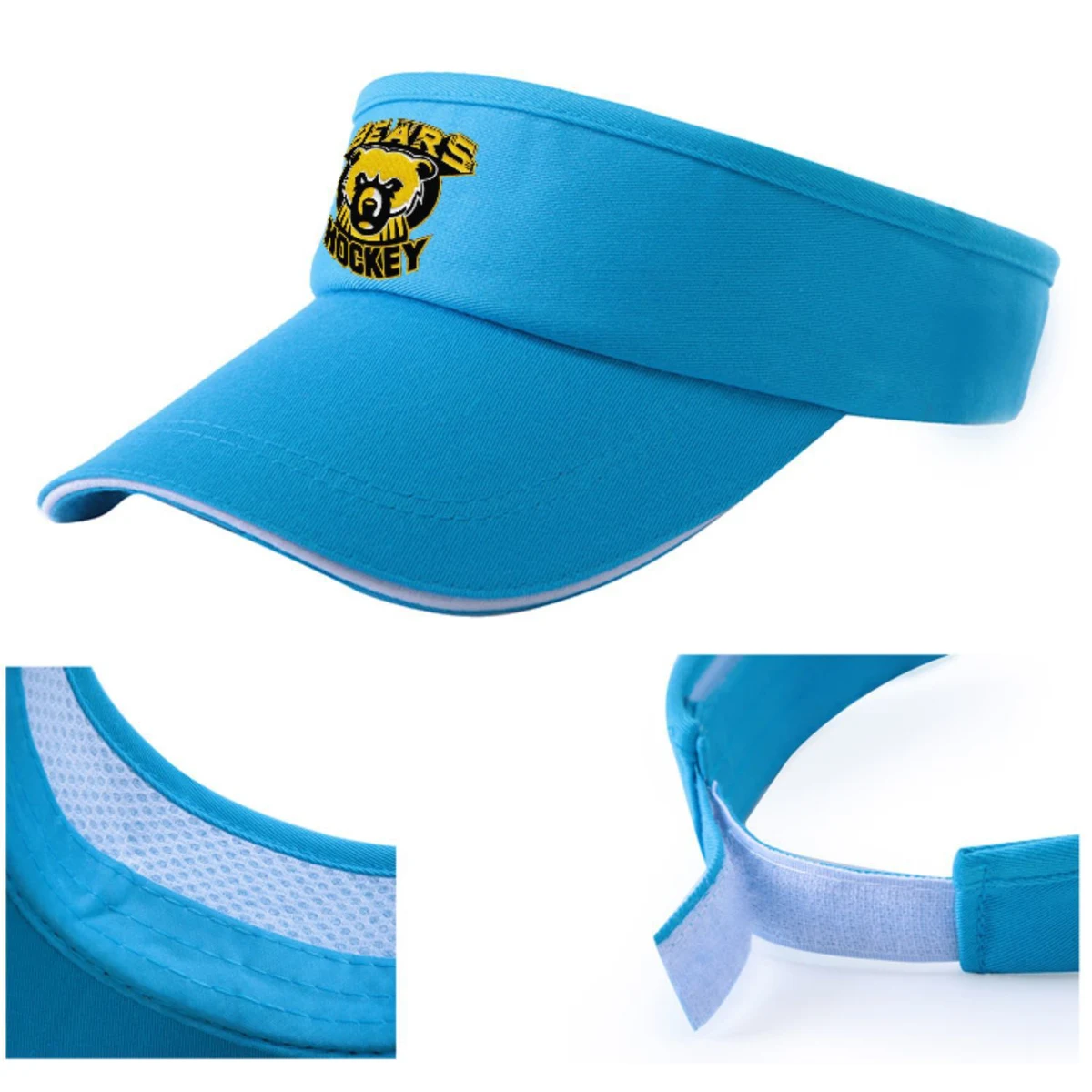 Sandwich Bill Curved Sun Visors w/ Adjustable Hook & Loop 1
