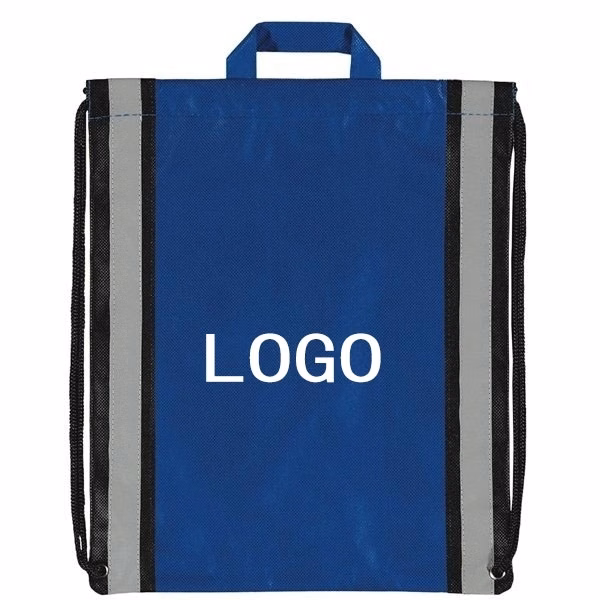 Large Non-Woven Reflective Drawstring Backpack - 20 " x 16 "