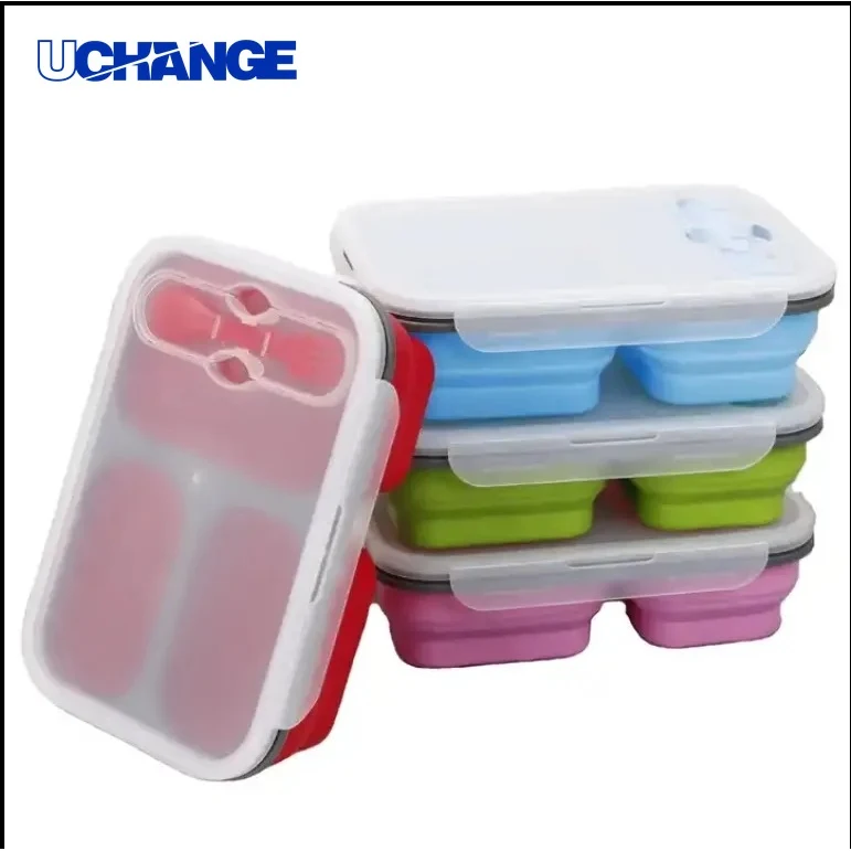 Folding Silicone Lunch Box Collapsible Food Container 1